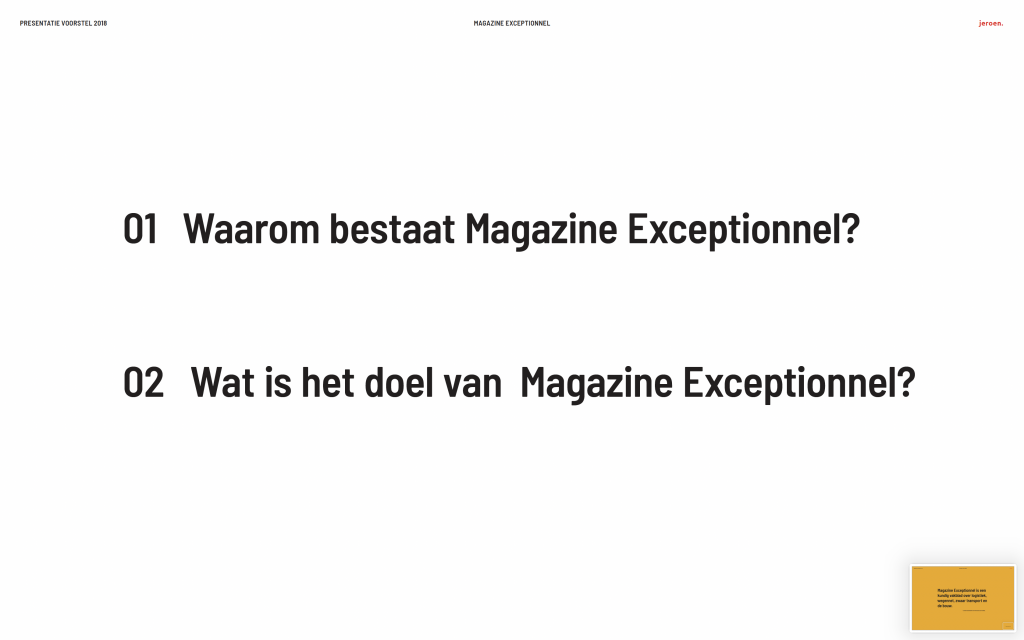 Magazine Exceptionnel Voorstel